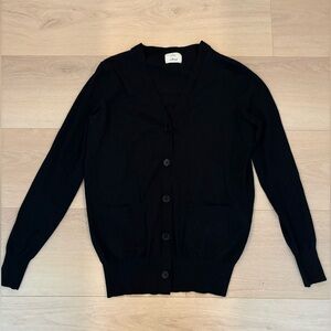 Aritzia Wilfred Black V-Neck Button Front Cardigan